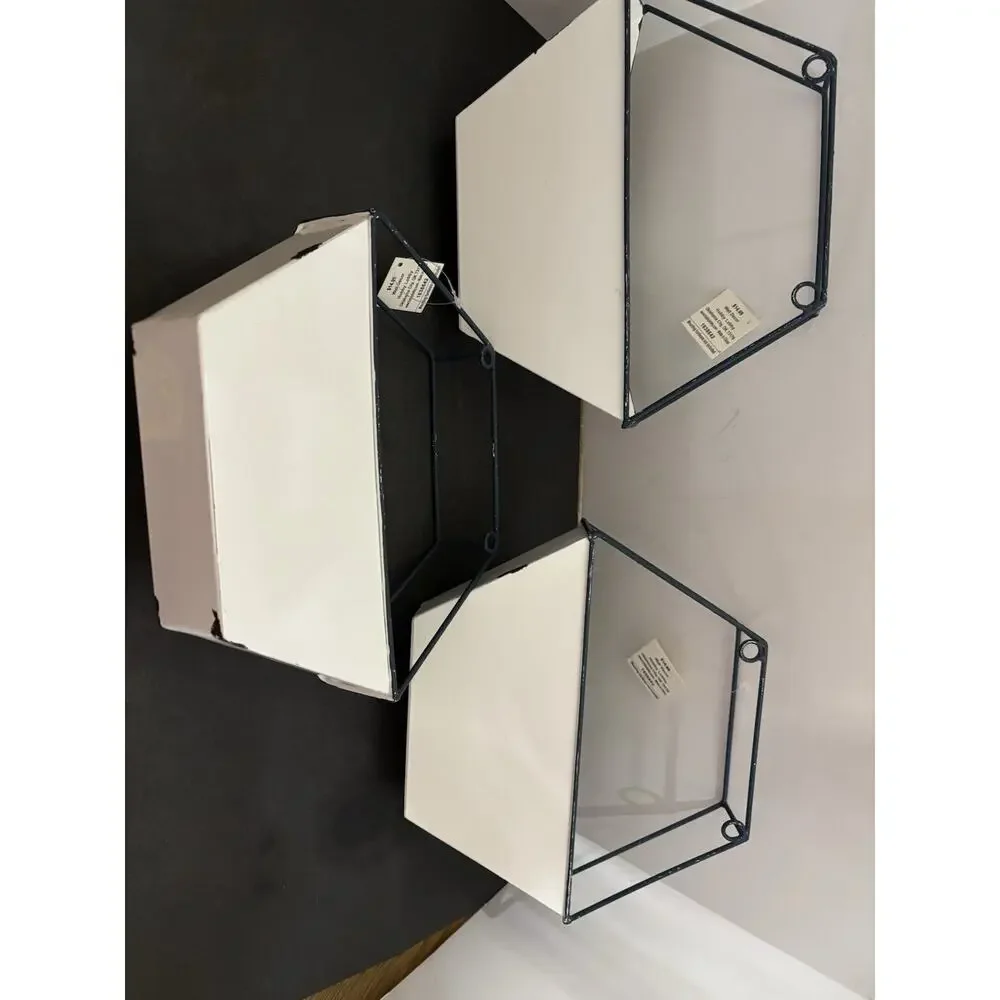 Hobby Lobby Geometric Wall Mounted Planters 3pc Set Metal Black/White